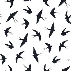 swallow bird vector seamless pattern.