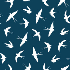 swallow bird vector seamless pattern.