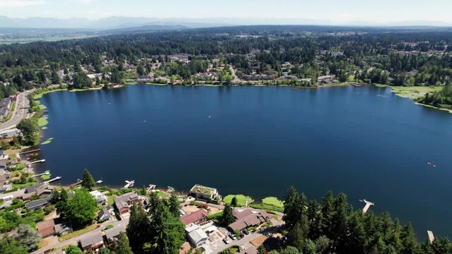 Aerial Panorama of Silver Lake in Everett Washington