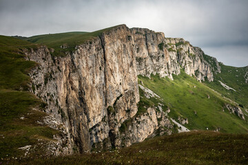 Sheer rock at the top of the mountain