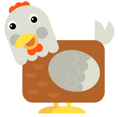 Cartoon funny bird chicken rooster isolated on white background - illustration for children