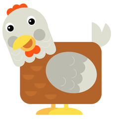 Cartoon funny bird chicken rooster isolated on white background - illustration for children