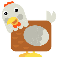 Cartoon funny bird chicken rooster isolated on white background - illustration for children