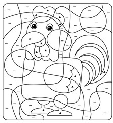 Cartoon funny bird chicken rooster isolated on white background - illustration for children