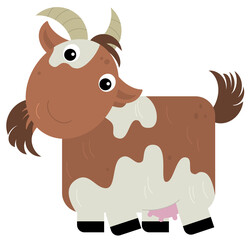 Cartoon scene with happy goat is standing illustration for children