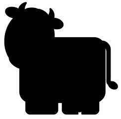 Cartoon scene with cow bull is looking and smiling isolated illustration for children
