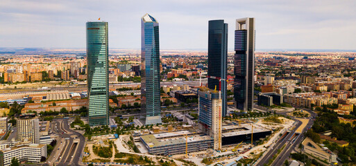 Four towers of the business district in Madrid. Spain