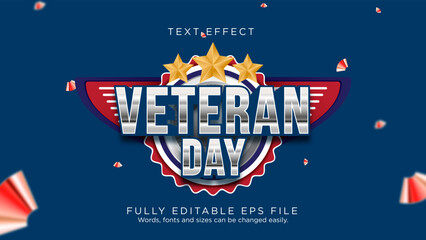 Veterans Day Celebration Text Effect Font Type Vector Background