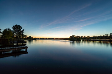 Tampier Lake in the Chicago Suburbs at the Early Evening around Sunset