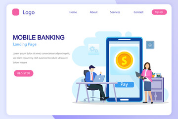 Mobile banking concept illustration vector.