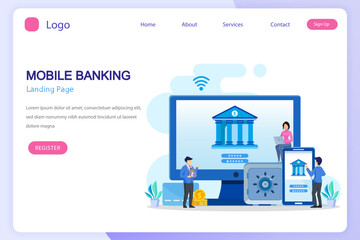 Mobile banking concept illustration vector.