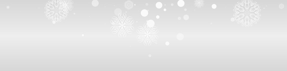 Silver Snowfall Vector Grey Panoramic Background.