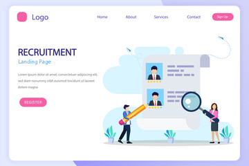 Hiring and recruitment concept. Job interview, recruitment agency vector illustration.