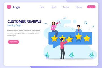 Fototapeta na wymiar Customer reviews concept. online reviews, experience or feedback, star rating, notifications vector