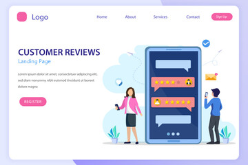 Customer reviews concept. online reviews, experience or feedback, star rating, notifications vector