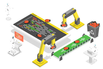 3D Isometric Flat  Conceptual Illustration of QA Automation.