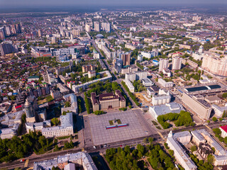 Naklejka premium Aerial view of Russian city Voronezh - administrative center and Lenin square