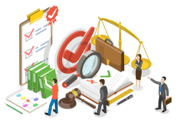3D Isometric Flat  Conceptual Illustration of Policies.