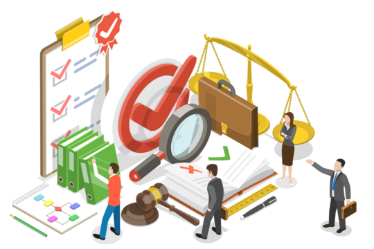 3D Isometric Flat  Conceptual Illustration of Policies.