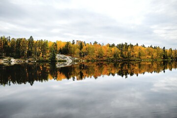 autumn lake reflection 