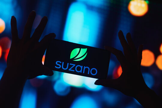 October 11, 2022, Brazil. In this photo illustration, the Suzano Papel e Celulose logo is displayed on a smartphone screen.