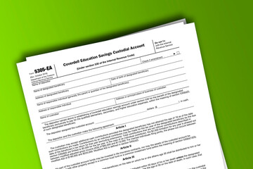 Obraz premium Form 5305-EA documentation published IRS USA 42949. American tax document on colored