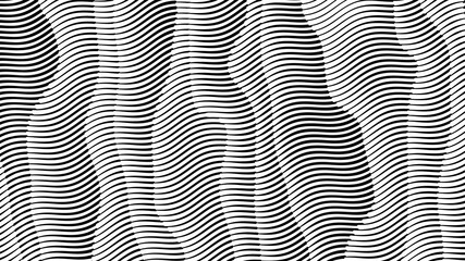 Futuristic 3D abstract wavy halftone lines pattern background. Gradient monochrome line effect patterns illustration. Background design of presentation, backdrop, poster, flyer, book cover, card, etc.