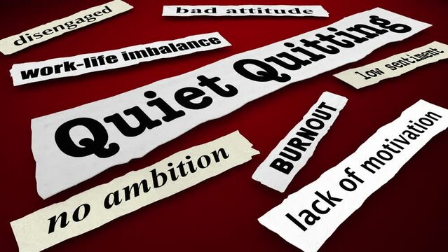 Quiet Quitting News Headlines Low Employee Worker Morale Engagement 3d Animation