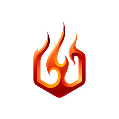 Hexagonal Fire Flame Firebolt Logo Design
