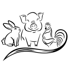 Rabbit Pig Chicken Cut Files, Farmhouse Animals