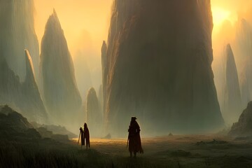 The lone figure is standing on an alien landscape, looking out into the vastness of space. They are surrounded by unfamiliar terrain, and their only company is the stars shining bright in the sky.