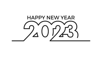 New year 2023 greeting. Happy new year 2023. 2023 line art style. New year 2023 vector illustration. New year background.