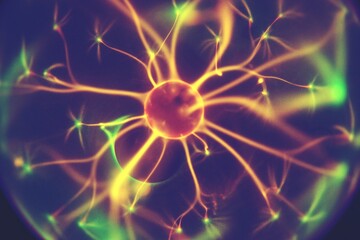 Yellow orange green plasma globe texture