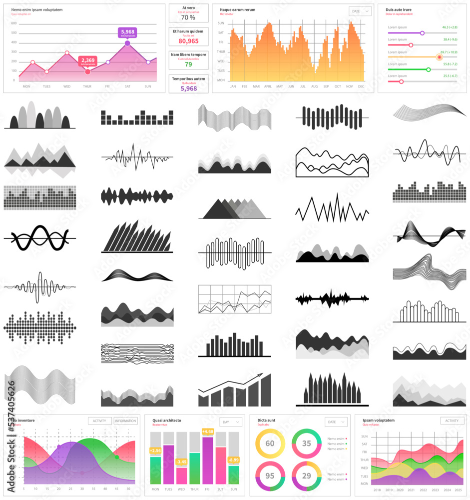 Poster infographic chart vector template. annual statistics curve graph design. market data diagrams. graph