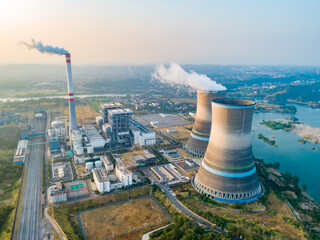At dusk, the thermal power plants  , Cooling tower of nuclear power plant Dukovany - obrazy, fototapety, plakaty