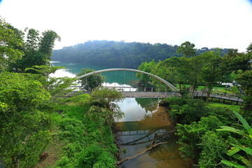 Fototapeta premium The Yongjie bridge at Sun Moon Lake National Scenic Area, Yuchi Township, Nantou County, Taiwan