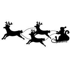 silhouette of santa with flying carriage