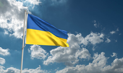 ukraine country blue yellow nation flag waving blue sky background wallpaper copy space patriotism symbol ukrainian person people national international government  europe independence pride democracy