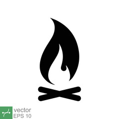 Bonfire icon. Simple solid style. Fire, campfire, camp, bon, flame, nature concept. Glyph vector illustration isolated on white background. EPS 10.