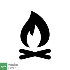 Bonfire icon. Simple solid style. Fire, campfire, camp, bon, flame, nature concept. Glyph vector illustration isolated on white background. EPS 10.