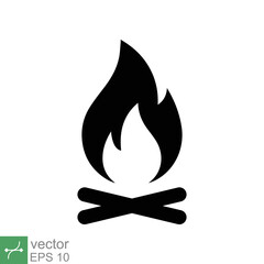 Bonfire icon. Simple solid style. Fire, campfire, camp, bon, flame, nature concept. Glyph vector illustration isolated on white background. EPS 10.
