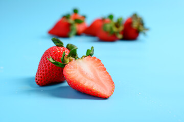 strawberries on a wooden table