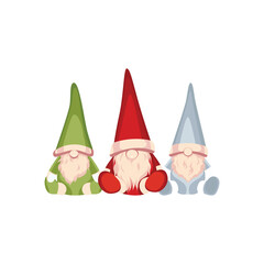 Christmas 3 cute gnome cartoons
