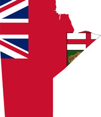 Manitoba Canada Map Flag. MB Canadian Outline Boundary Border Shape Province Flag Sign Symbol Atlas Geography Banner. Manitoban Transparent PNG Flattened JPG Flat JPEG