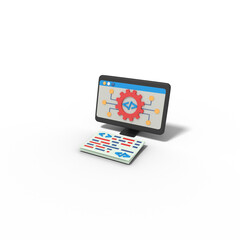 3d illustration of network settings coding