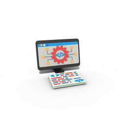 3d illustration of network settings coding