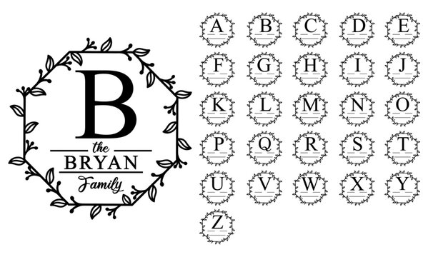 Floral Alphabet Monogram Letters A-Z, Family Monogram, Wedding Monogram, Monogram Font