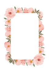Peach Watercolor Flower Frame Background