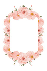 Peach Watercolor Flower Frame Background
