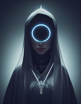 Robot Cyborg Nun Praying